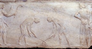 Art of Ancient Greece: Ball Game with Lacrosse by Greek
