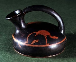 Attic Red-Figure Askos Decorated with a Fox at a Trap