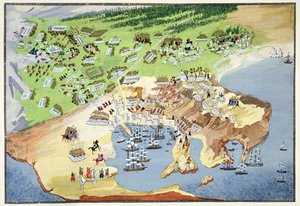 Battle of Piraeus, from the Pictorial History of the Greek War of Independence by Greek School