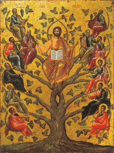 Christ the True Vine icon by Greek School