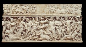 Relief Sculpted on Marble of a Sarcophagus Depicting Dionysus Discovering Sleeping Ariadne