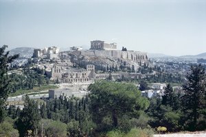West view of the Acropolis by Greek School