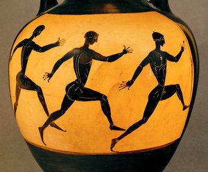 Three participants in a footrace at the Panathenaic Games, 6th century BC by Greek School