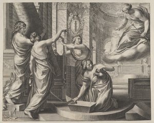 Allegorical Composition with Figures Working According to an Architectural Plan by Gregoire Huret