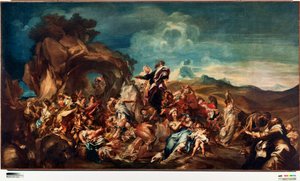Moses Striking Water from the Rock (Painting by Gregorio De Ferrari) by Gregorio De Ferrari