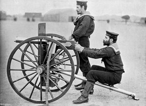 Royal Navy Maxim Gun Practice at Whale Island, Portsmouth, Hampshire by Gregory and Co