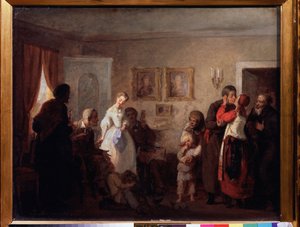 Congratulations To The Newly Married Couple In A Manor House by Grigori Grigoryevich Myasoedov