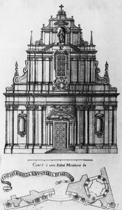 Facade and Layout of Annunciation Church in Messina, Engraving by Guarino Guarini by Guarino Guarini
