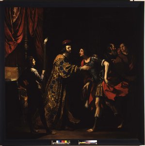 The farewell of Cato the Younger to his son by Guercino