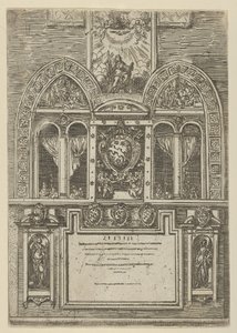 Facade of the Palazzo del Senato in Bologna with the Papal arms at center, 1598 by Guido Reni