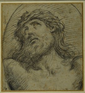 Head and shoulders of the living Christ crucified