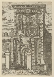 The Porta Galliera, the entrance gate to Bologna and drawbridge with temporary decorations