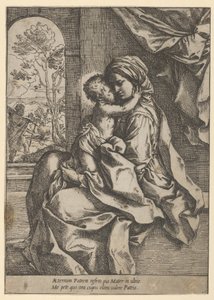 The Virgin seated with the Christ Child on her lap embracing her, Joseph seen through, ca. 1600-1613 by Guido Reni