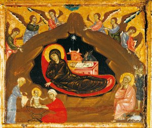 Nativity, detail by Guido da Siena