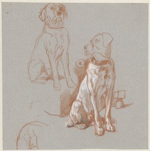 Two Studies of a Sitting Dog by Guillaume Anne van der Brugghen