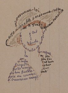 Calligram "Recognize Yourself" for Coco Chanel, c. 1918