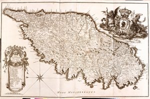 Map of Corsica (France) (etching) by Guillaume Delisle