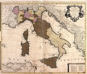 Map of Italy, with Corsica, Sardinia and Sicily