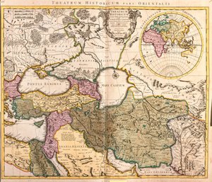 Map of neighboring countries of the Caspian Sea (Russia, Armenia, Persia, Kazakhstan, Turkmenistan)
