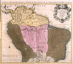Panama, Colombia, Venezuela, French Guiana, Guyana, Suriname, Ecuador, Peru, Bolivia, large part of Brazil (except South), North Chile by Guillaume Delisle