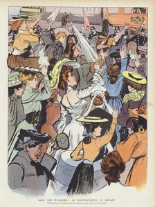 Women Saying Farewell to King Edward VII as He Leaves the Gare des Invalides in Paris (Illustration for Le Rire)