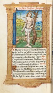 Printed Book of Hours (Use of Rome): fol. 102v, St. Sebastian