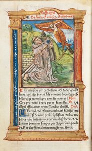 Printed Book of Hours Use of Rome: fol. 106v, St. Francis of Assisi, 1510 by Guillaume Le Rouge