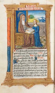 Printed Book of Hours Use of Rome: fol. 108v, St. Anne and the Virgin Mary
