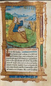 Printed Book of Hours Use of Rome: fol. 17r, St. John on Patmos, 1510