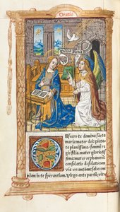 Printed Book of Hours Use of Rome: fol. 60v, The Annunciation, 1510 by Guillaume Le Rouge