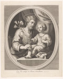 Christ Child Hands a Lily to Saint Joseph by Guillaume Vallet