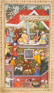 Celebrations in Honour of the Birth of Humayun in the Chahar Bagh of Kabul, c.1590 by Gujarati Sur