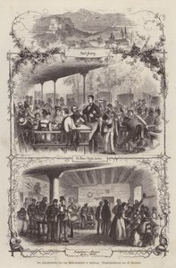 Peterstiftkeller and Klosterbraustubl, beer halls in Salzburg, Austria by Gustav (after) Sundblad