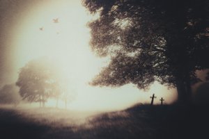 Misty Graveyard Crosses by Gustav Davidsson