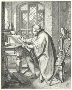 Martin Luther begins the translation of the Bible at Wartburg castle by Gustav Ferdinand Leopold Konig