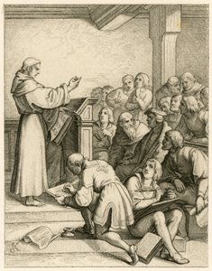 Martin Luther Gives Lectures in the University Wittenberg, in Front of Him the Vice-Chancellor Dr. Pollich and His Fatherly Friend Johann von Staupitz (1460-1524) by Gustav Ferdinand Leopold Konig