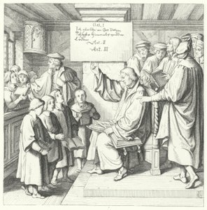 Martin Luther introduces the Catechism to schoolchildren by Gustav Ferdinand Leopold Konig