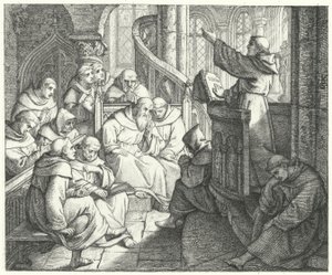 Martin Luther preaches to Johann von Staupitz and the other monks at the monastery by Gustav Ferdinand Leopold Konig