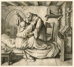 Martin Luther receives consolation by an old monk, because he was exhausted by body and human mind by Gustav Ferdinand Leopold Konig
