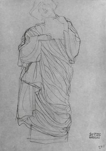 Robed Standing Woman Holding Card