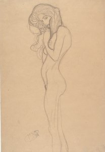 Standing Female Nude Study for The Beethoven Frieze by Gustav Klimt