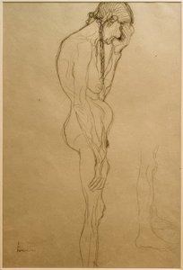 Standing Old Woman in Profile to the Right, Leg Study