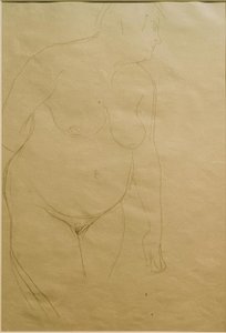 Standing Fat Female Nude Slightly to the Right (Study) by Gustav Klimt