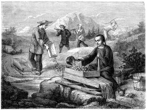 Chinese miners, California by Gustave Adolphe Chassevent Bacques