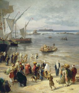 Jaffa, Recruiting of Turkish Soldiers in Palestine (detail) by Gustave Bauernfeind