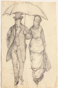 Man and Woman Under an Umbrella by Gustave Caillebotte