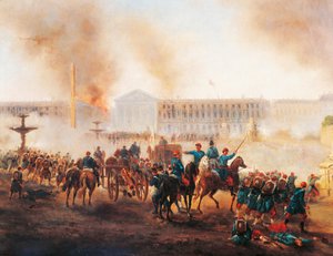 Battle in Place de la Concorde in Paris, during the last days of the Commune