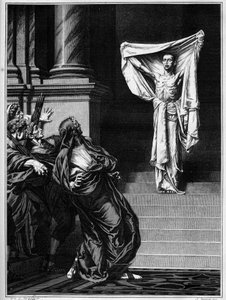San Sebastian and the Roman Emperor Maximian Hercules (Marcus Aurelius Valerius Maximianus) (250 - 310). Engraving after a painting by Gustave Boulanger (1824-1888) presented at the Salon of 1877. by Gustave Clarence Rodolphe Boulanger