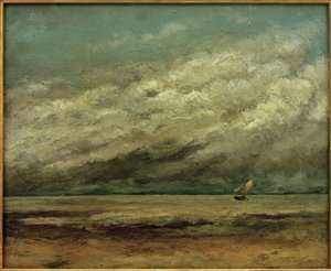 Sailing Boat Near the Coast, Stormy Sky by Gustave Courbet