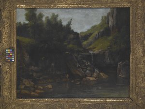 Cascade In A Rocky Landscape by Gustave Courbet
